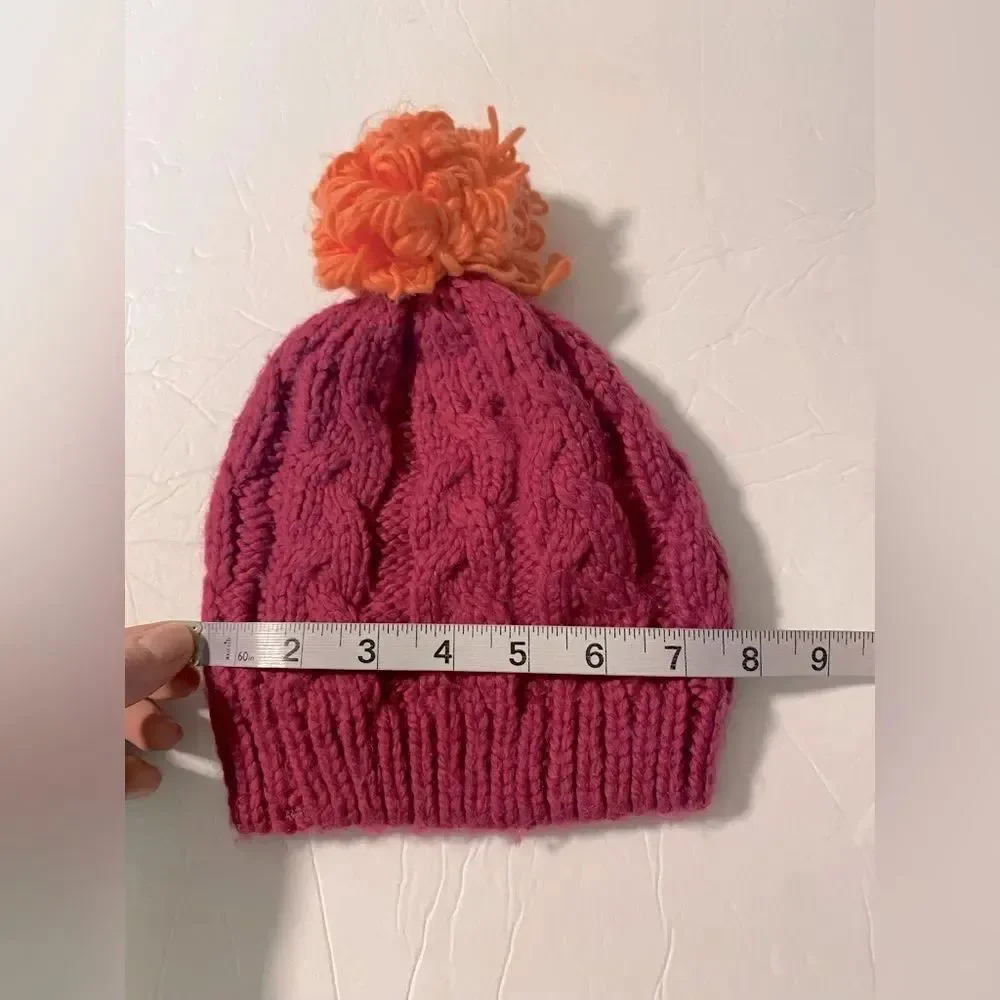 Columbia Cable Knit Fleece lined hot pink beanie hat youth kids girls O/S